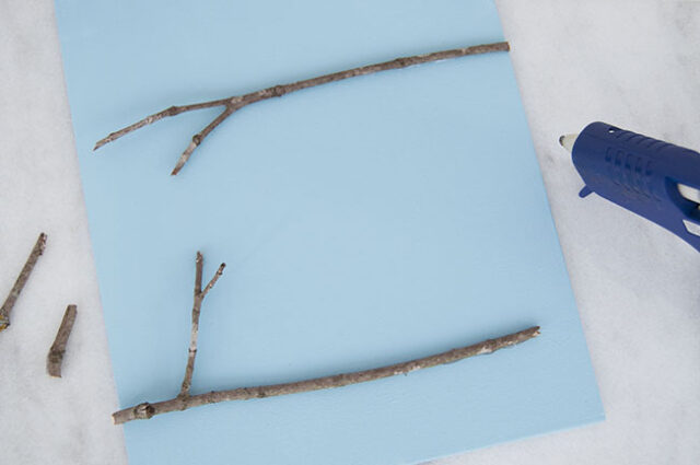 Hot gluing down sticks