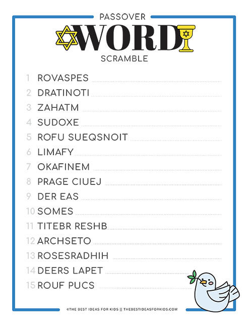 Passover Word Scramble Sheet